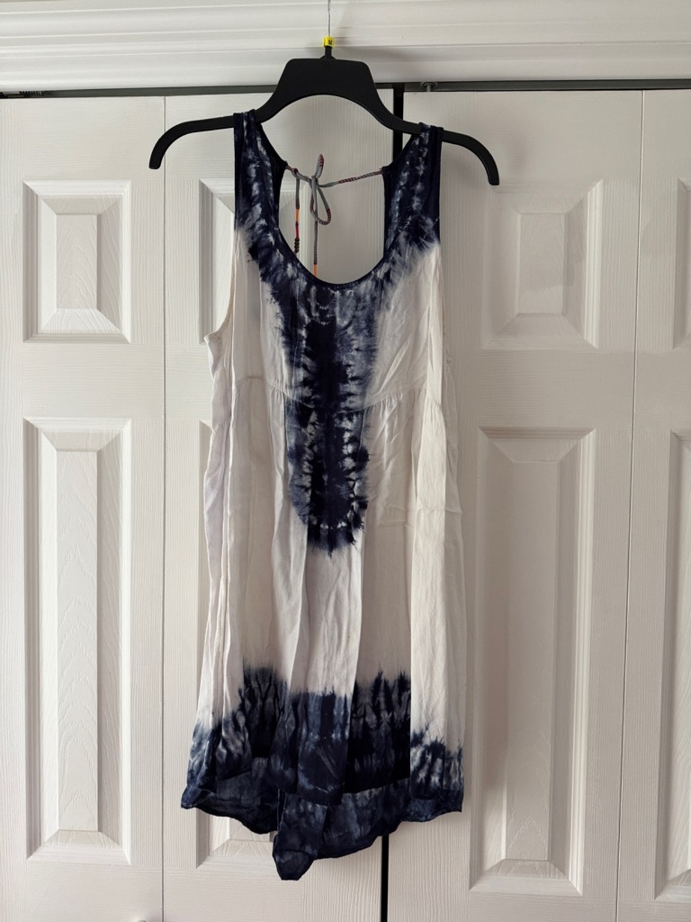 Roxy White and Navy Tie-Dye Tank Dress